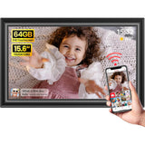 64GB 15.6-inch WiFi Digital Photo Frame — Large-Format Electronic Frame (1920 x 1080 IPS FHD Touchscreen) — Send Photos Instantly via Mobile Phone, Anytime, Anywhere — The Perfect Gift for Parents and Grandparents