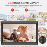 64GB 15.6-inch WiFi Digital Photo Frame — Large-Format Electronic Frame (1920 x 1080 IPS FHD Touchscreen) — Send Photos Instantly via Mobile Phone, Anytime, Anywhere — The Perfect Gift for Parents and Grandparents