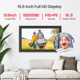 64GB 15.6-inch WiFi Digital Photo Frame — Large-Format Electronic Frame (1920 x 1080 IPS FHD Touchscreen) — Send Photos Instantly via Mobile Phone, Anytime, Anywhere — The Perfect Gift for Parents and Grandparents